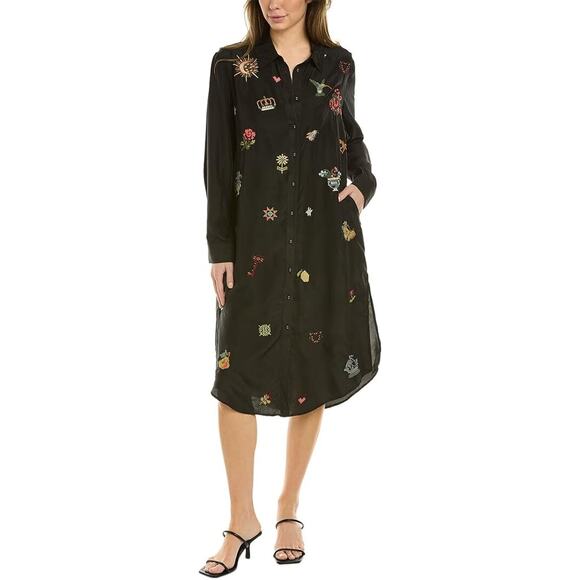 Johnny Was Women's Alexandria Embroidered Relaxed Silk Shirt Size L - Picture 1 of 10